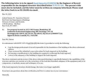 Engineering Certification-Engineer of Record (EOR) Structural Certification